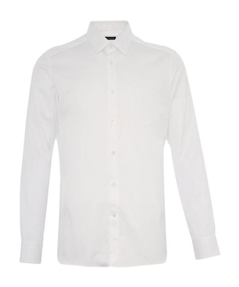 Shop Zegna Lapel Button Shirt In White