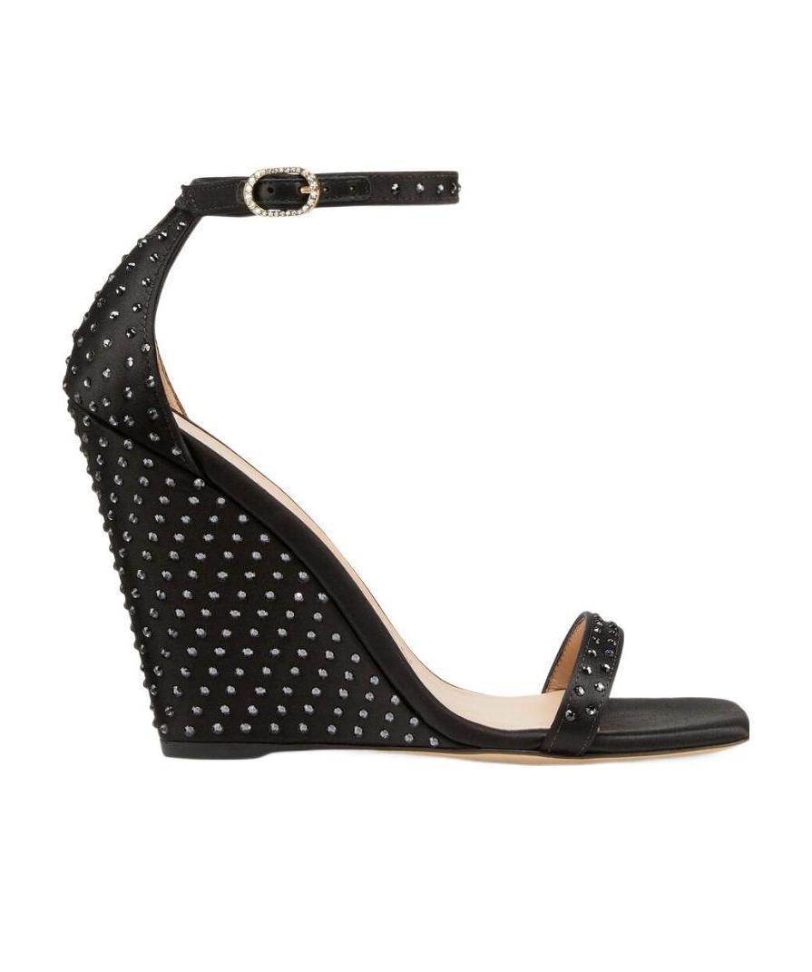 Stuart Weitzman 100mm Crystal-embellished Sandals In Black
