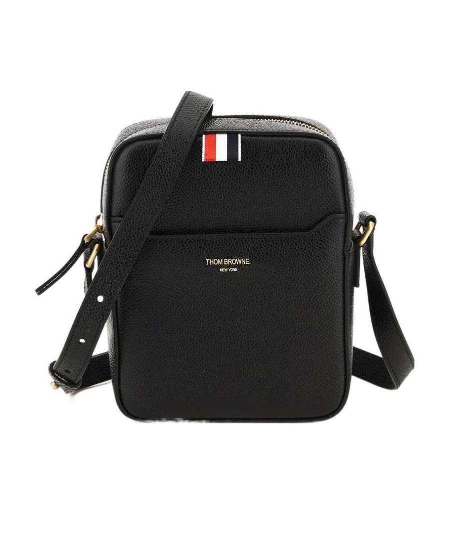 Thom Browne Pebbled-leather Messenger Bag In Black