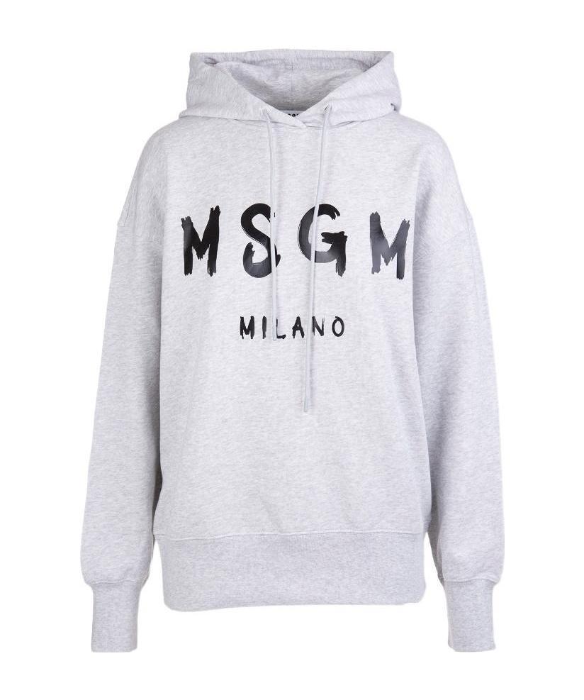Msgm Logo-print Hoodie In White