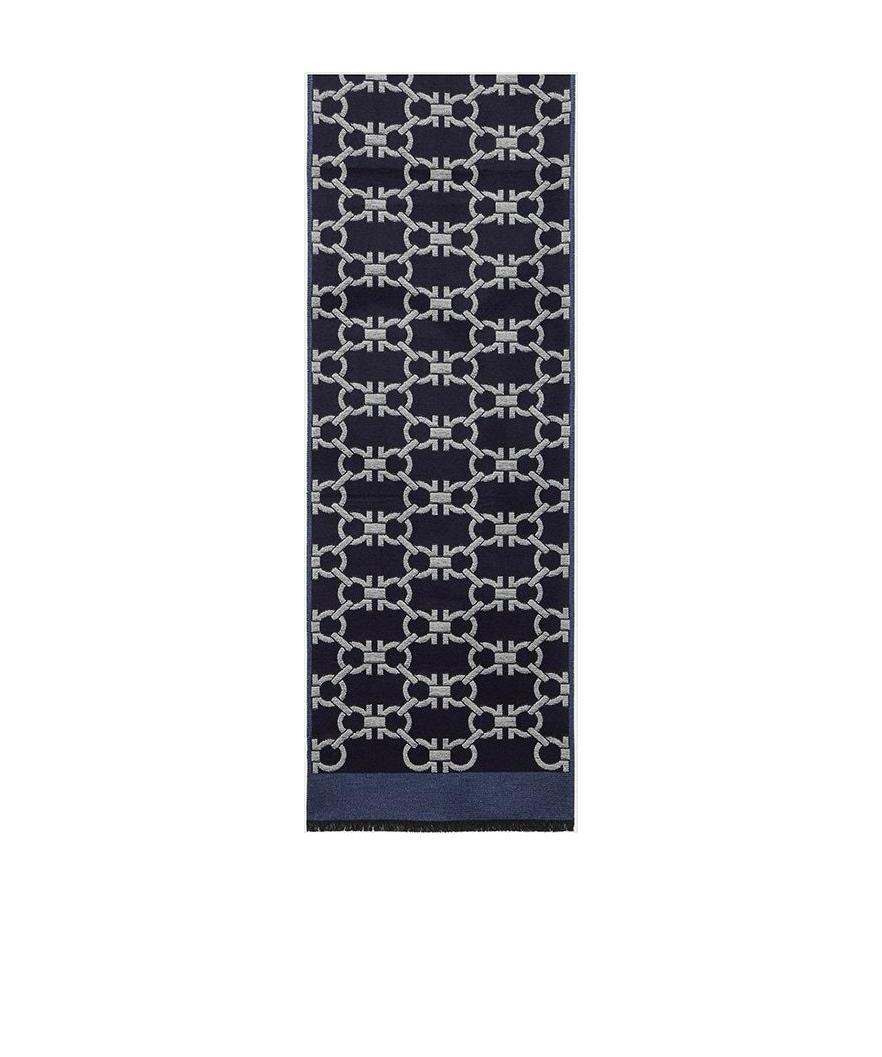 Ferragamo Gancini Pattern Knitted Scarf In Black