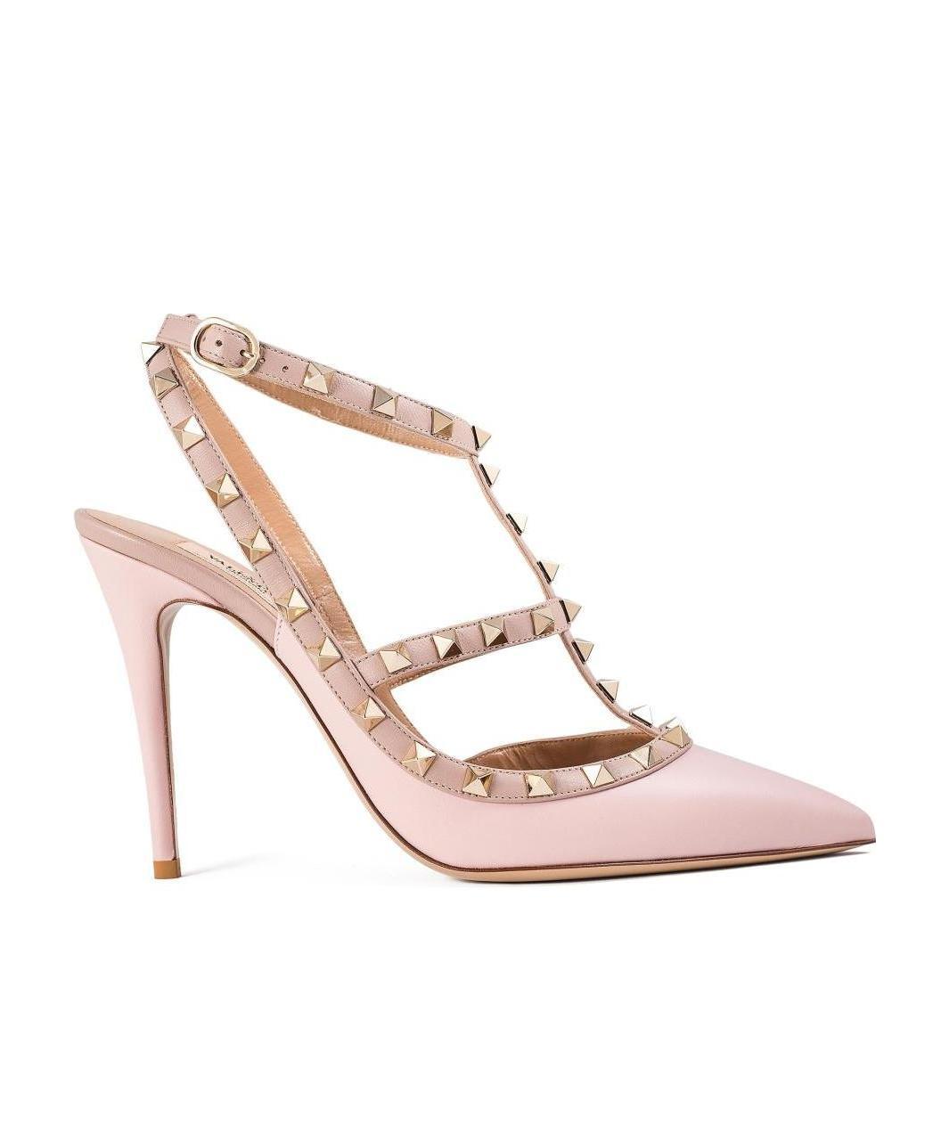 Valentino Rivet Leather High Heels In Nude