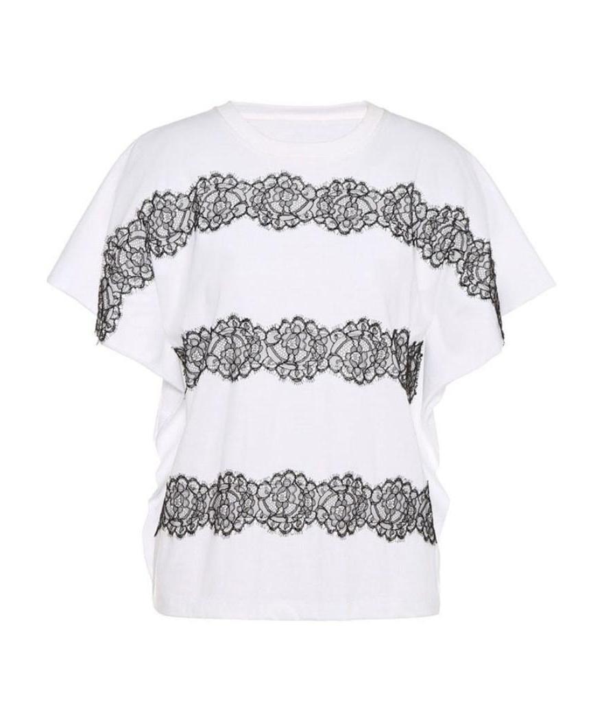 Red Valentino Round Neck Lace T-shirt In White