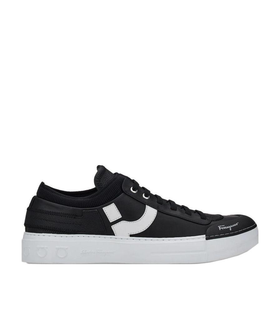 Ferragamo Man Sneakers Black Size 7 Leather In White