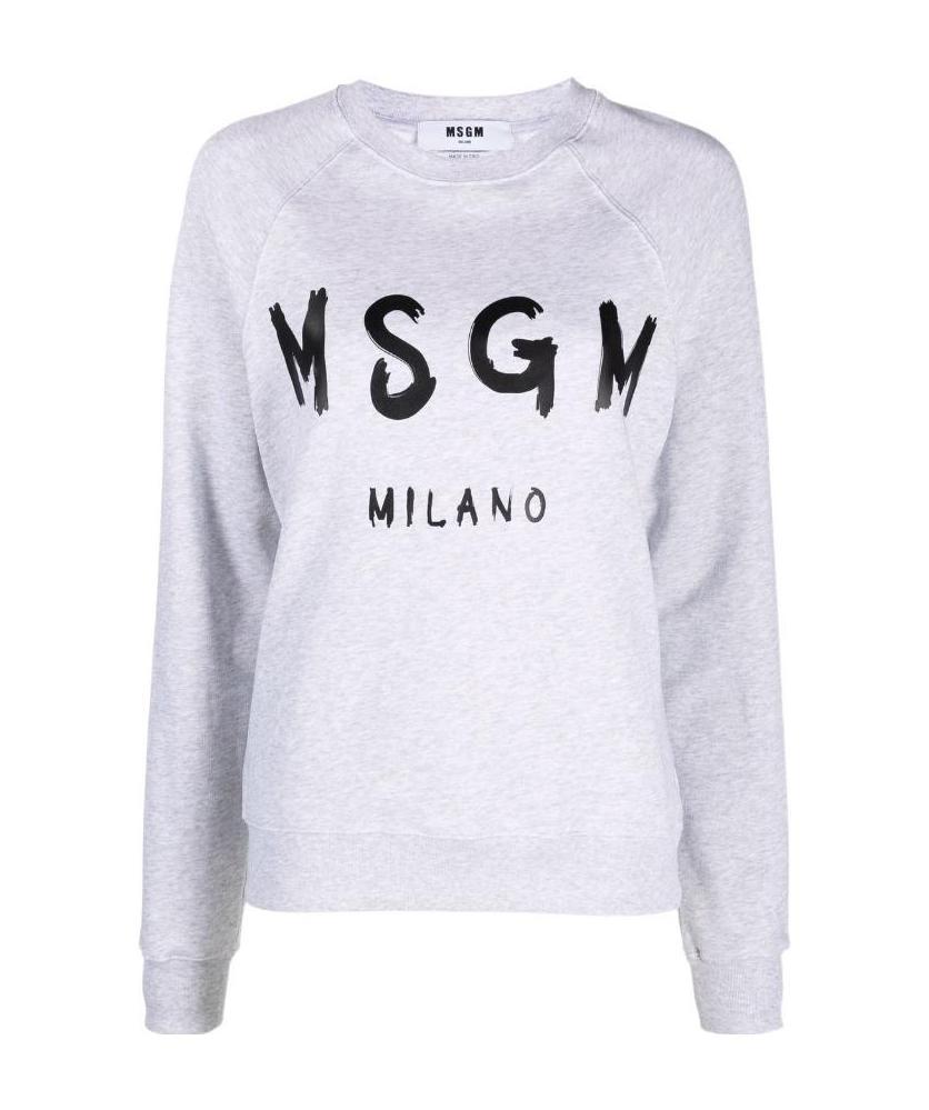 Msgm Logo Printed Crewneck Sweatshirt In White