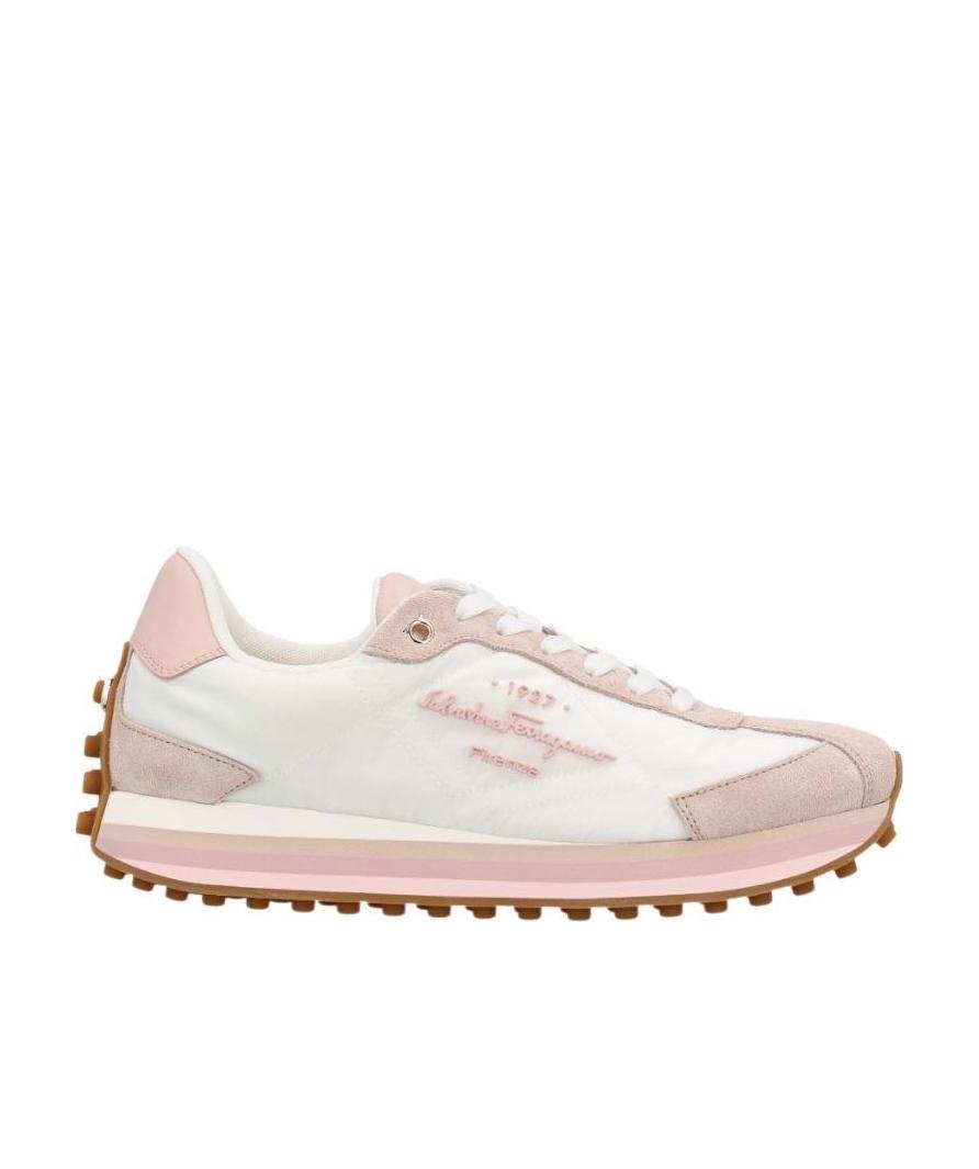 Ferragamo Iggy Colorblock-heel Retro Sneakers In White