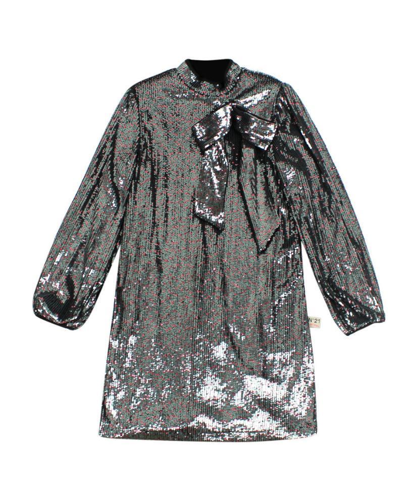 N°21 Teen Sequin Mosaic Dress In Gray