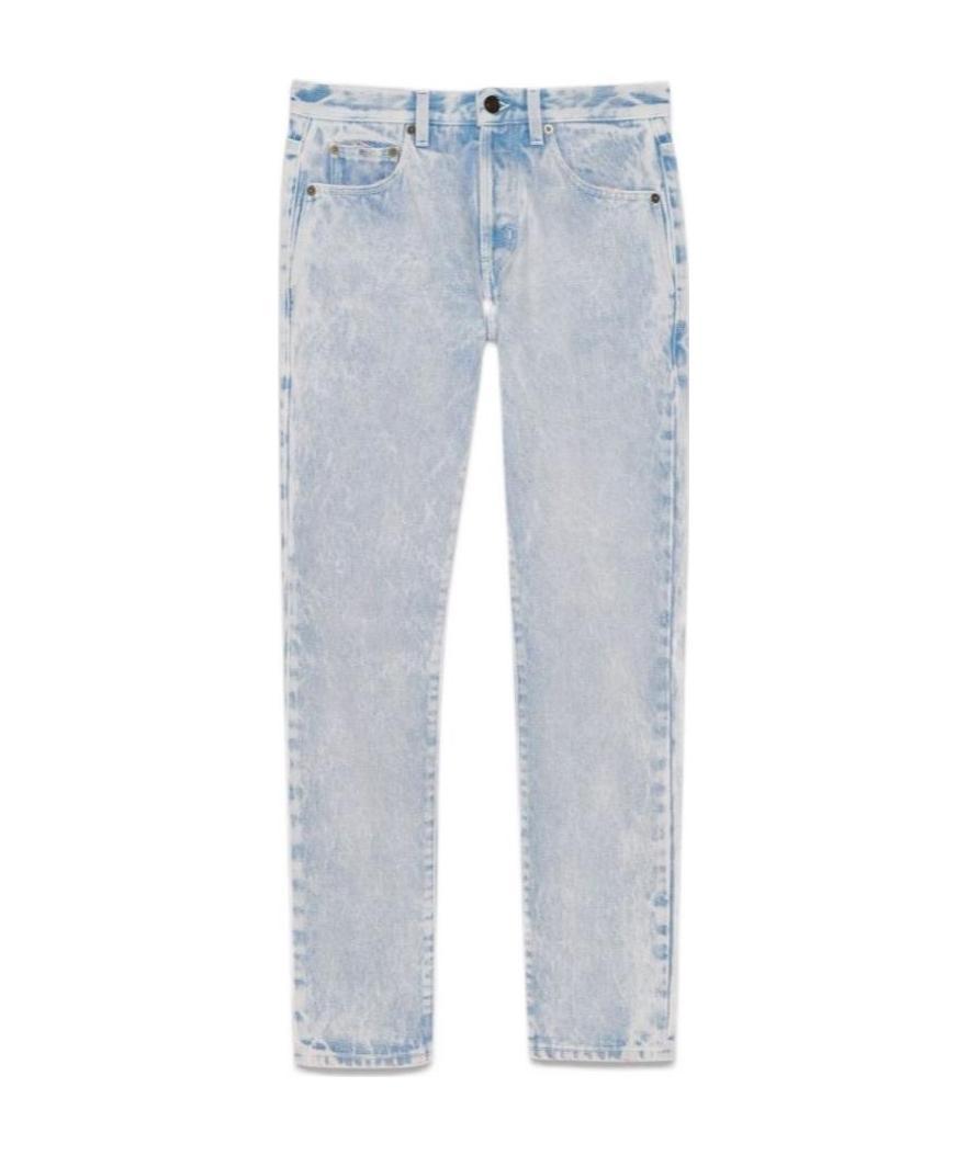 Saint Laurent Bleached Cropped Jeans In Gray