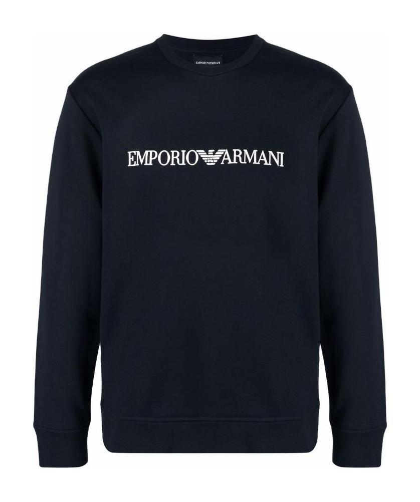 Emporio Armani Cotton Blend Crewneck Sweatshirt In Black