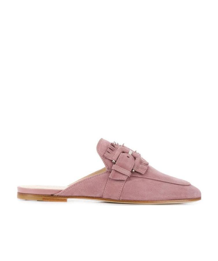 Tod's Fringed Buckle-less Muller Shoes In Pink