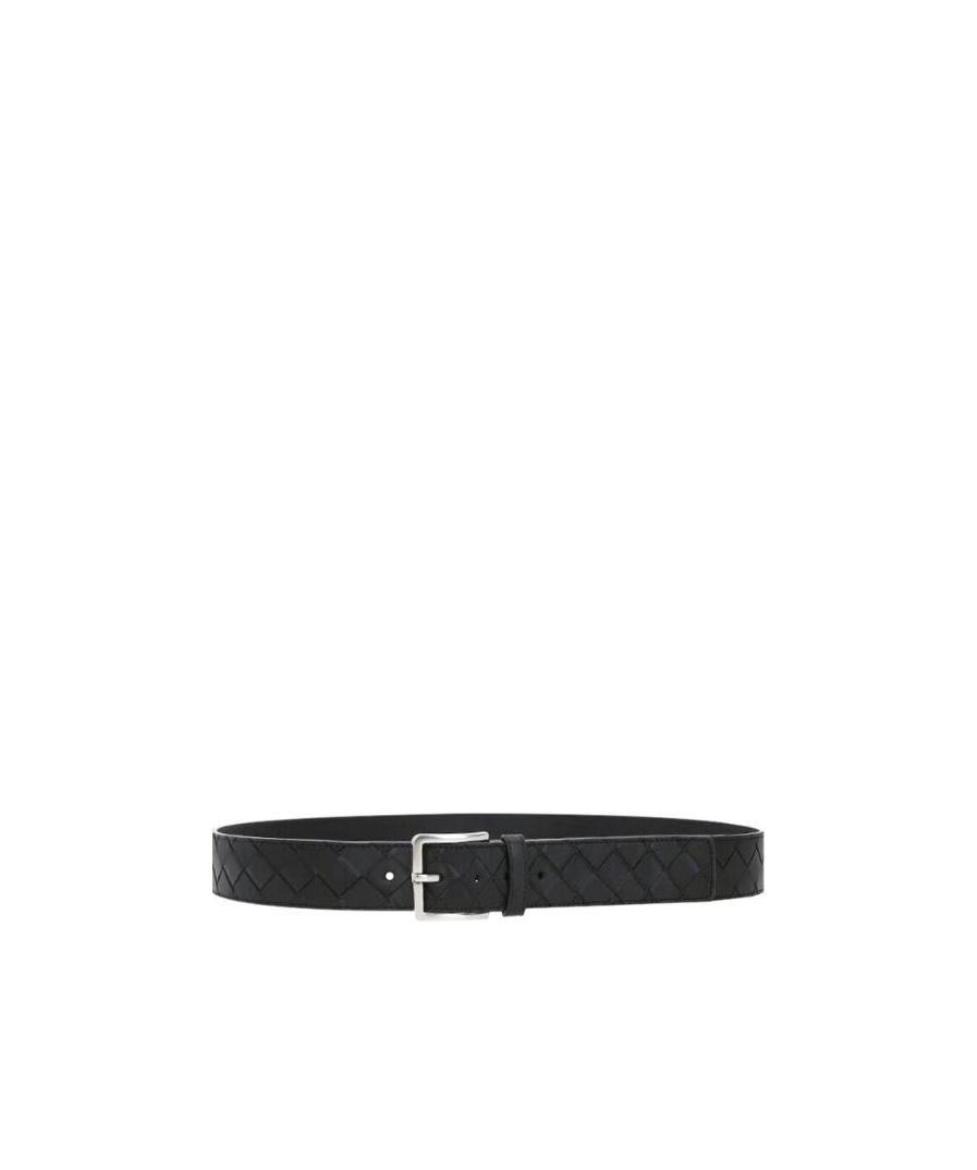 Bottega Veneta Intrecciato Belt In Black