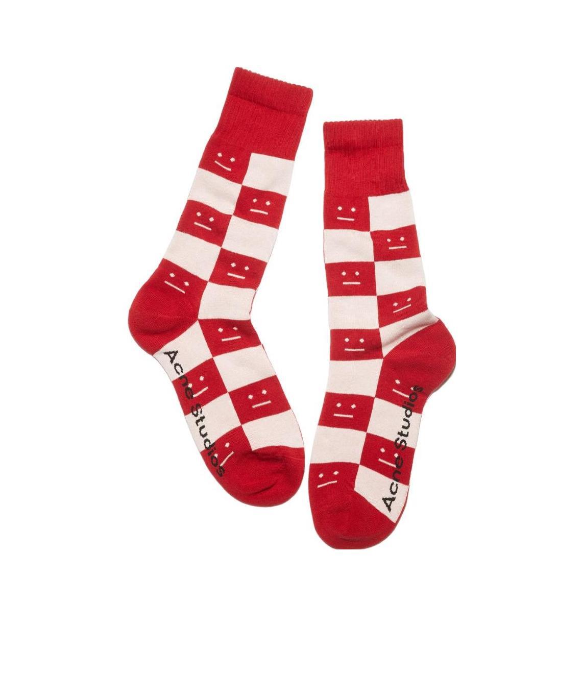 Acne Studios Checkerboard Socks In Red
