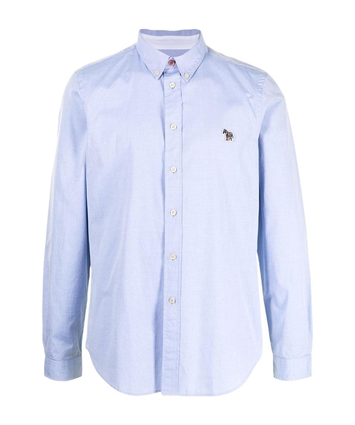 Ps By Paul Smith Zebra Patch Cotton Shirt In Blue