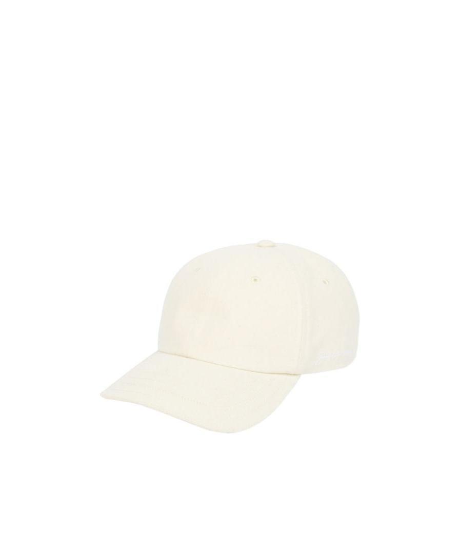 Jacquemus Logo Embroidered Curved Peak Baseball Cap In White