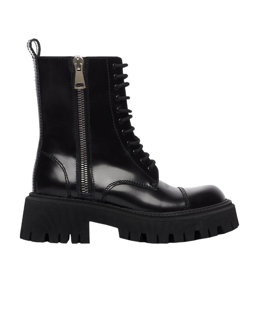 Balenciaga Tractor 20mm Lace-up Boots In Black