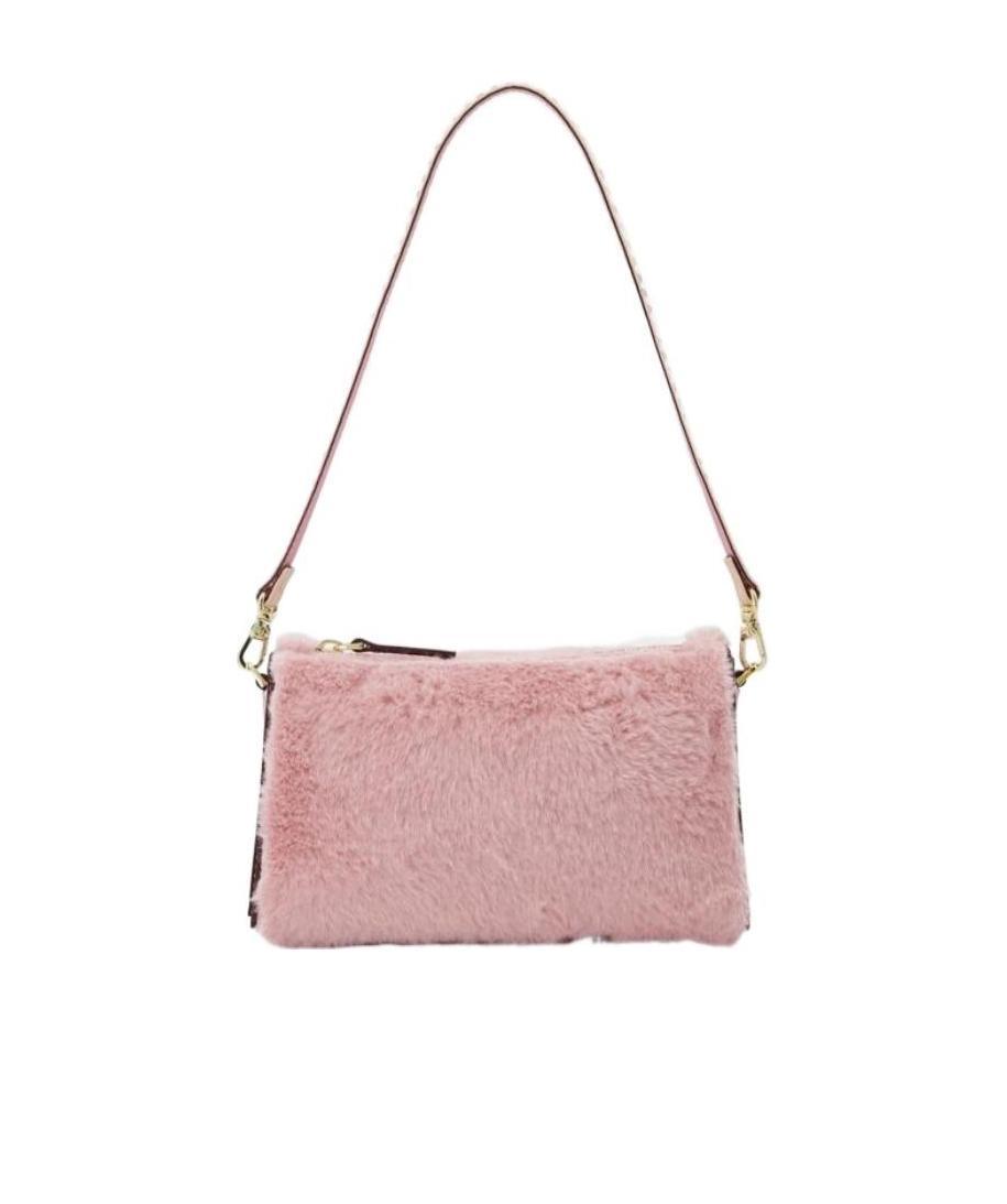 Manu Atelier Mini Fur Shoulder Bag In Pink