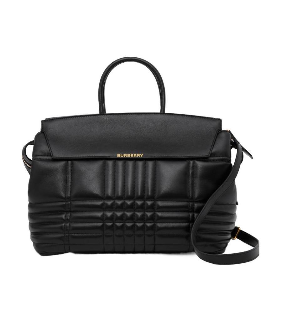 Burberry Catherine Logo Lettering Quilted Tote Bag In Black