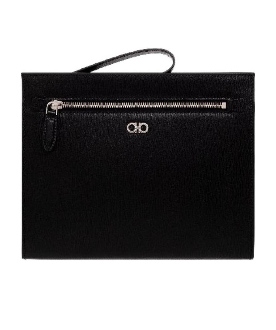 FERRAGAMO SALVATORE FERRAGAMO GANCINI LOGO PLAQUE CLUTCH BAG 