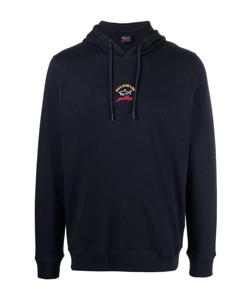 Paul & Shark Logo Print Hoodie In Black