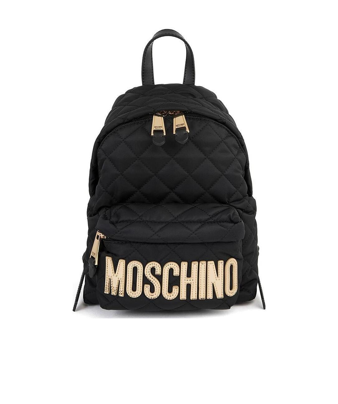 Moschino Logo Quilted Backpack Adaptable Straps In Black