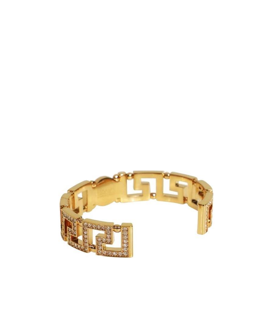 Versace Greca Tribute Medusa Cuff Bracelet In Yellow