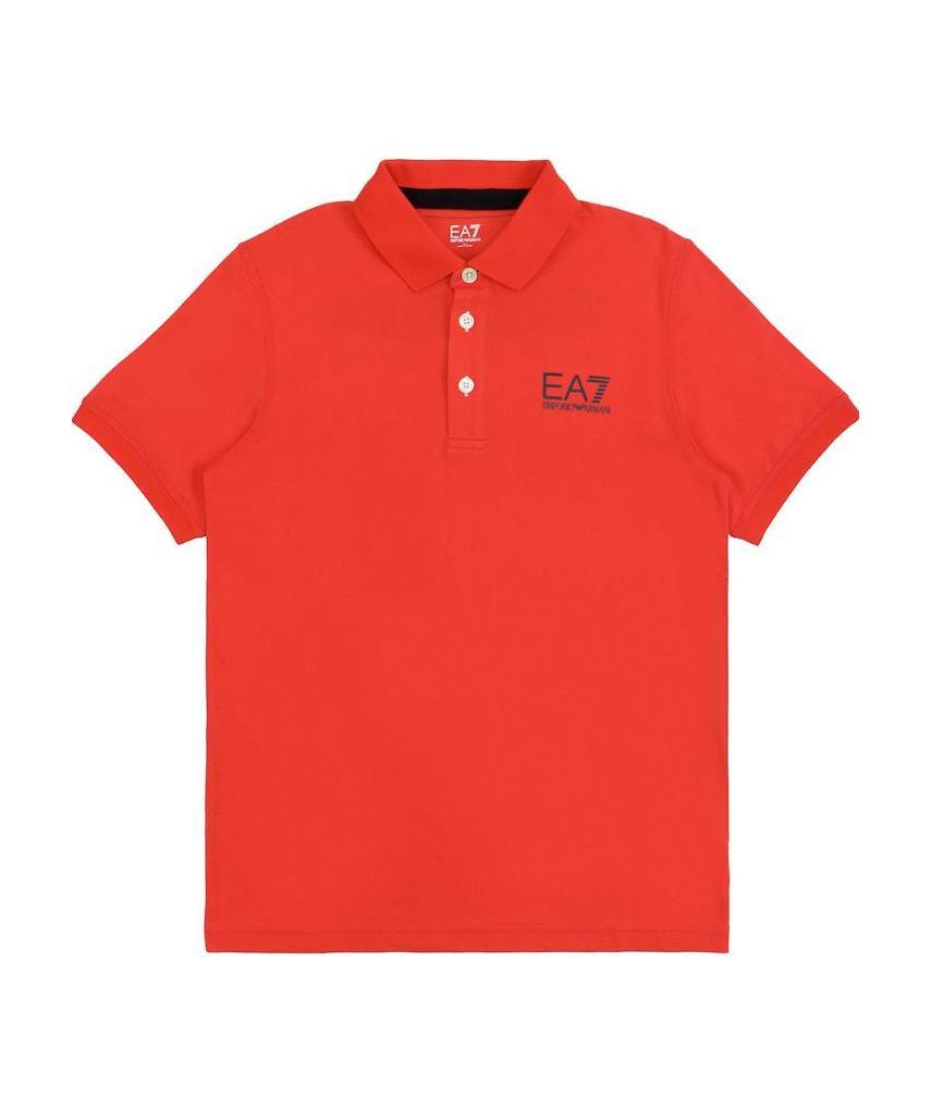 Ea7 Logo Printed Polo Shirt In Red