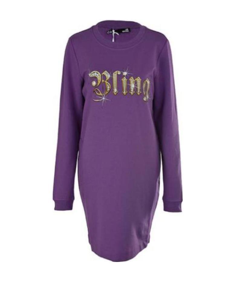 Moschino Long Sweater With Round Neck And Long Sleeves In Purple