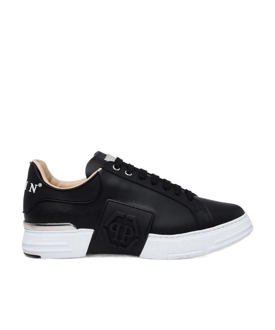 Philipp Plein Leather Sneakers With Distinctive Logo Detail In Black