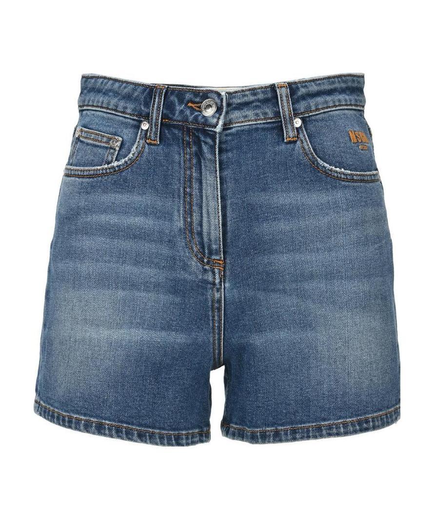 Msgm Denim Shorts In Blue