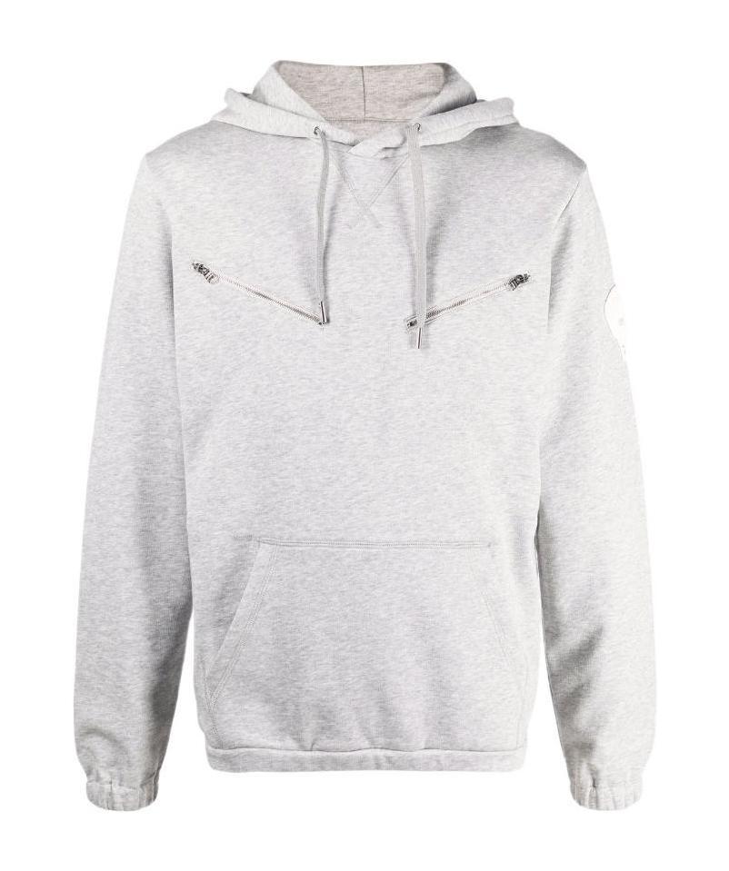 Alexander Mcqueen Skull-patch Zip-detail Hoodie In Gray