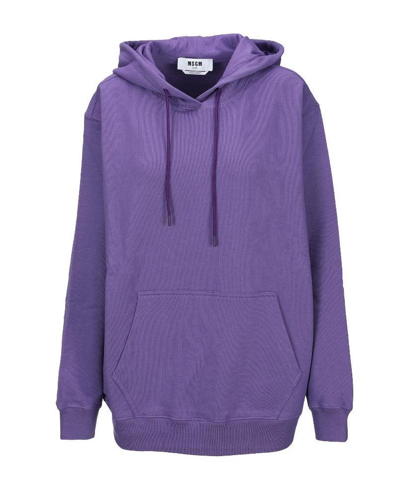 Shop Msgm Drawstring Cotton Hoodie In Purple