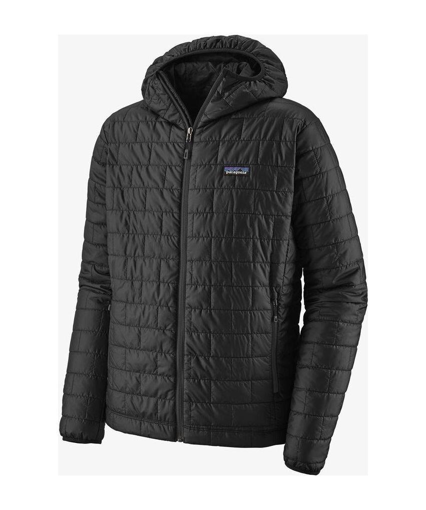 Patagonia Quilted Hooded Jacket Side Zippers In Black