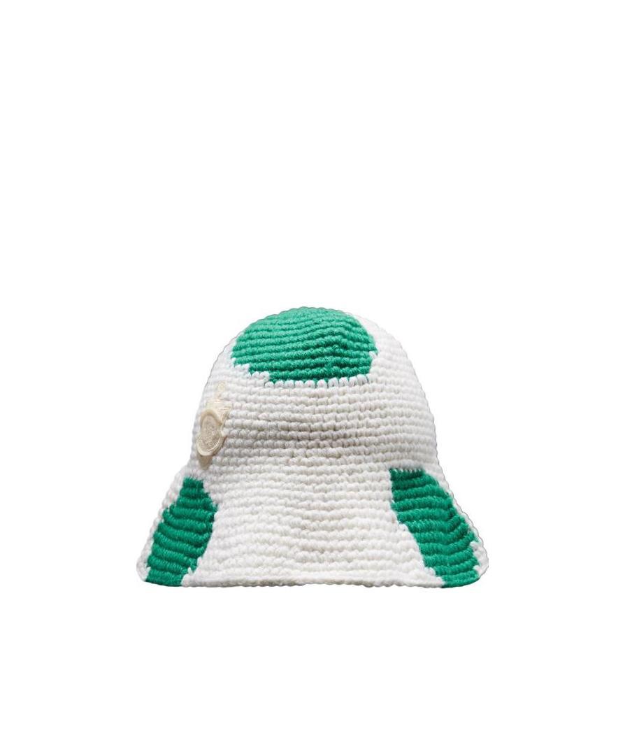 Moncler Logo Crochet Hat In White
