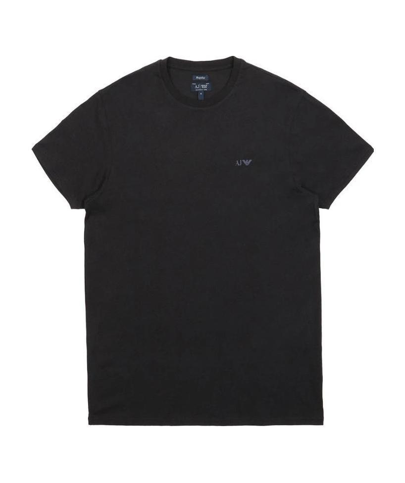 Armani Jeans Round Collar Logo T-shirt In Black