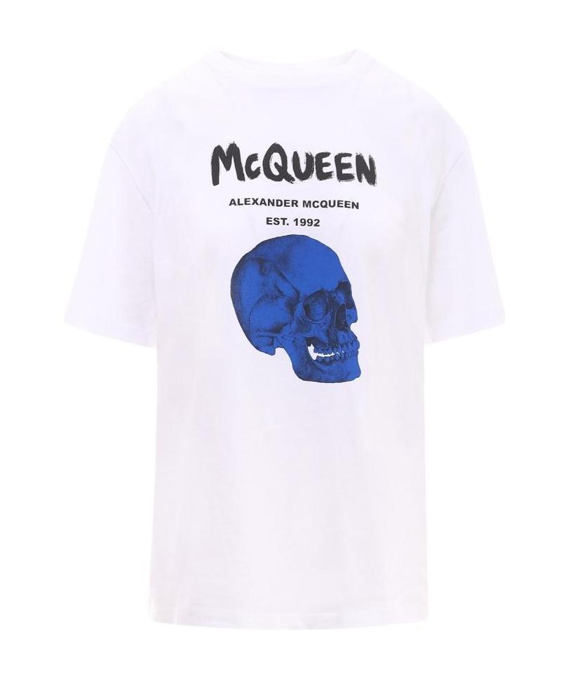 Alexander Mcqueen Skull-print Logo T-shirt In White
