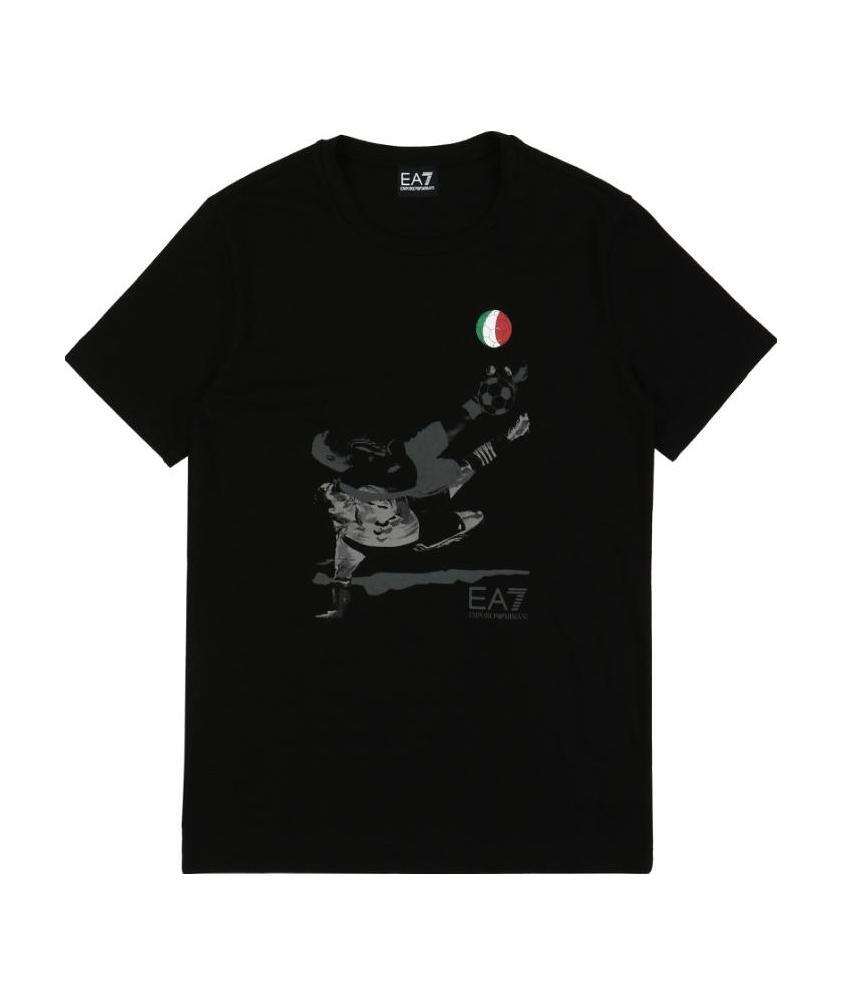 Ea7 Logo T-shirt With Round Neck In Black