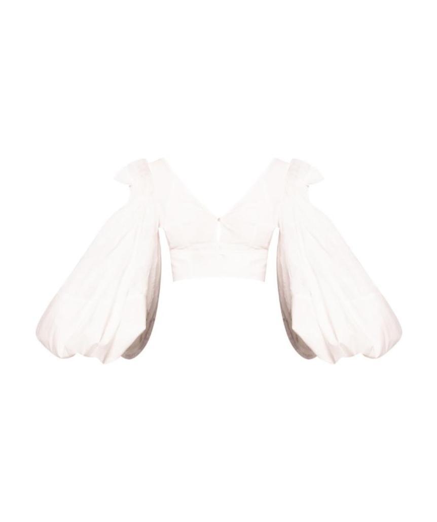 Loewe Balloon-sleeves Cropped Top In White