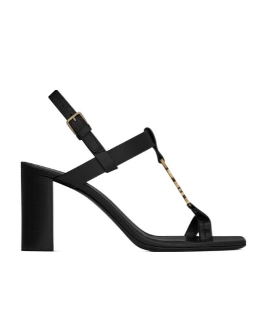 Saint Laurent 75mm Cassandra Leather Sandals In Black