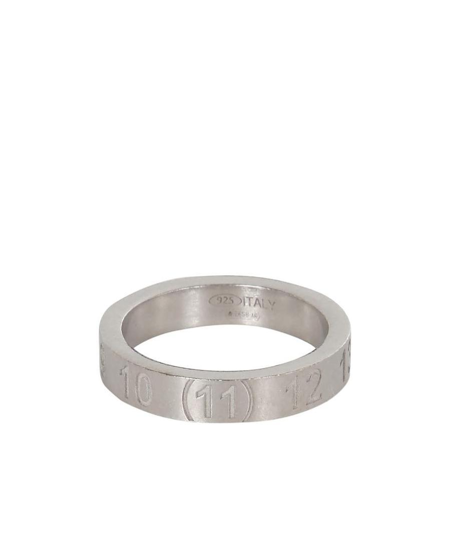 Maison Margiela Number-engraved Brushed Silver Ring In White