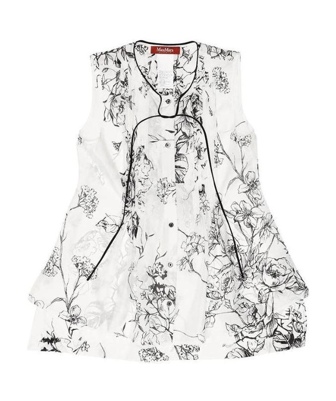 Max Mara Sleeveless Printed Blouse In White