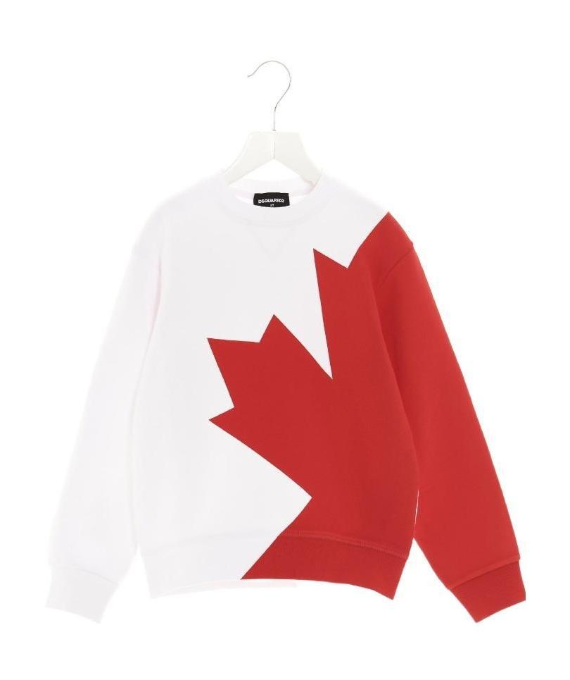 Dsquared2 Kids Maple Leaf Printed Sweatshirt In White