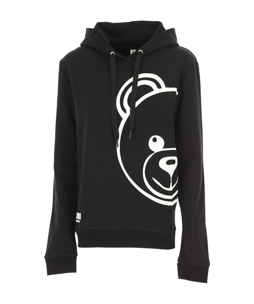 Moschino Printed Hooded Sweater In Black