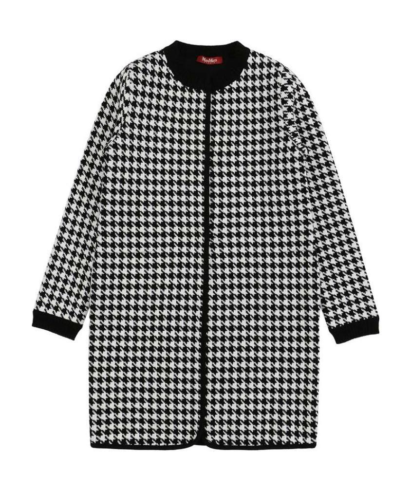 Max Mara Round-necked Color Coat In Black
