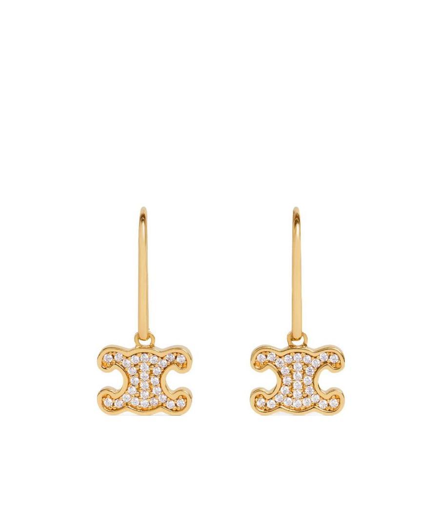 Celine Women Rhinestone Earrings In Yellow