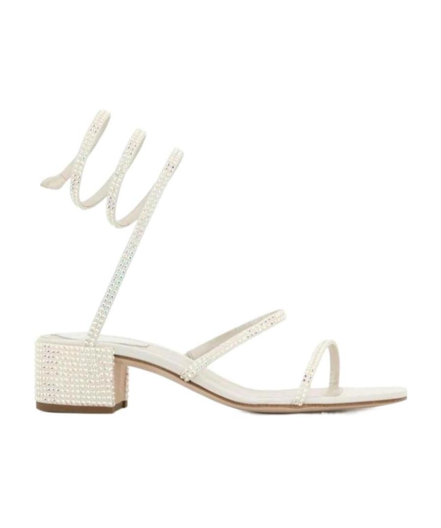 René Caovilla Cleo Crystal-embellished Sandals In White