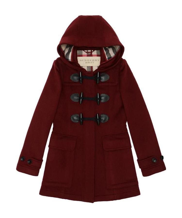 Burberry Hooded Overcoat In Red