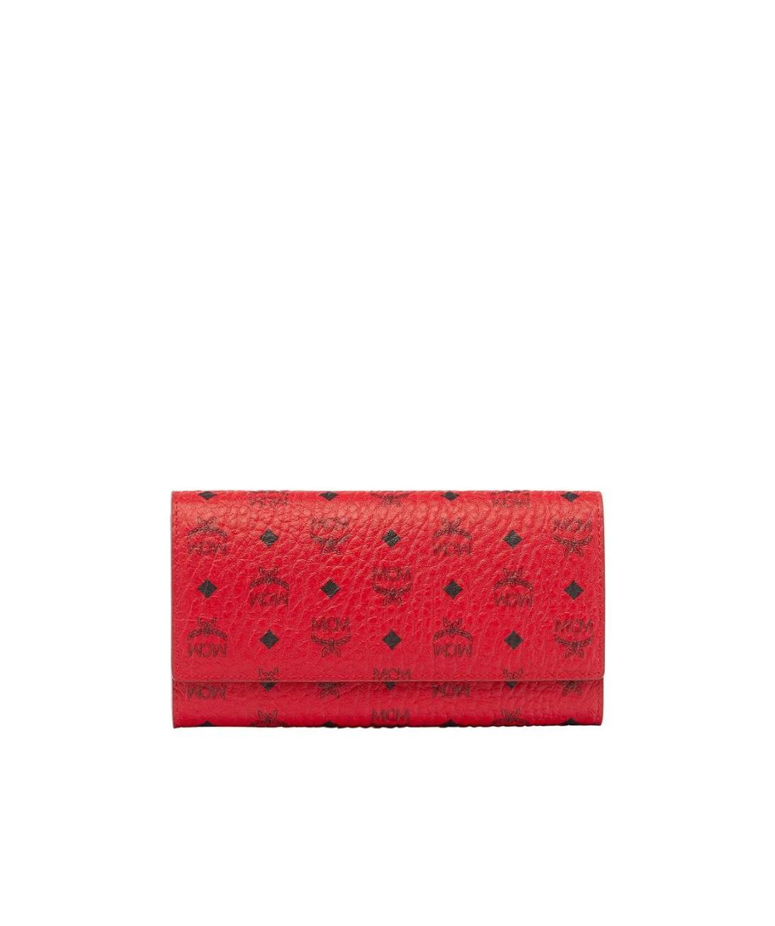 Mcm Alphabetical Print Flip Wallet In Red