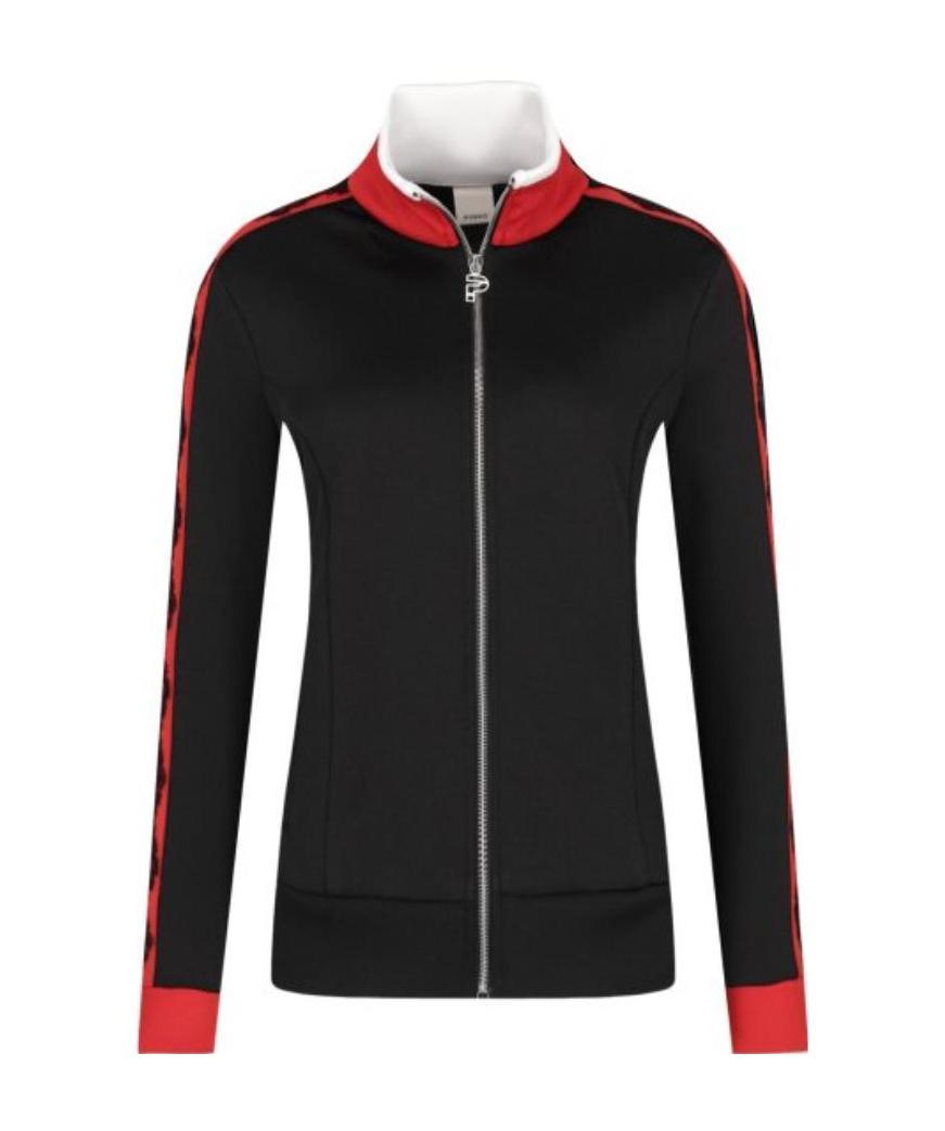 Pinko Lace Decorative Zipper Casual Jacket In Black