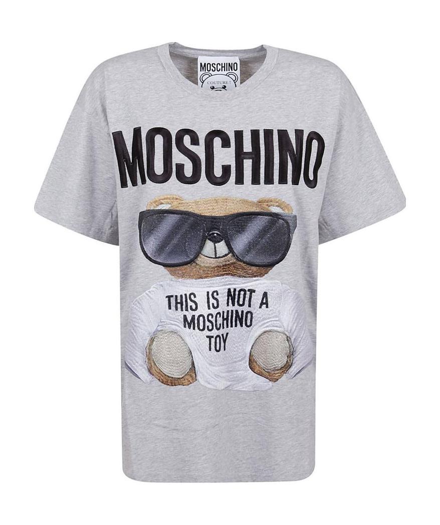 Moschino Teddy Bear Logo T-shirt In Gray