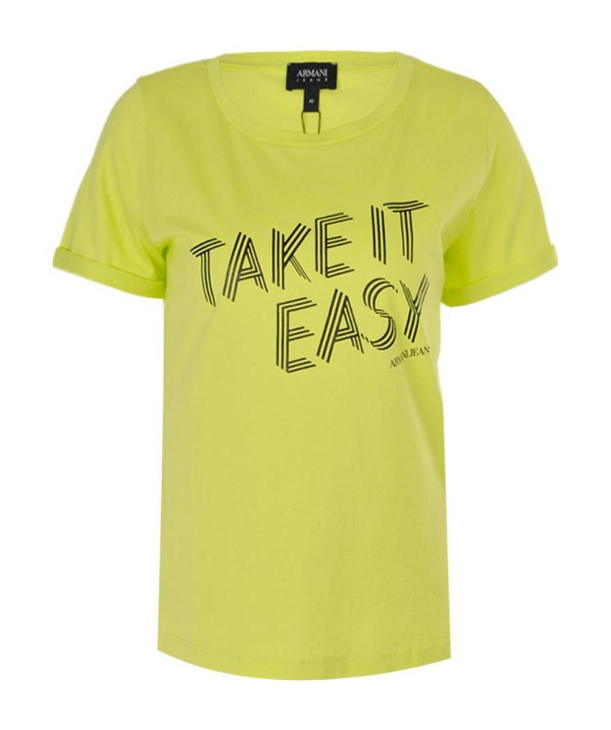 Armani Jeans Logo Printed Pattern T-shirt In Yellow